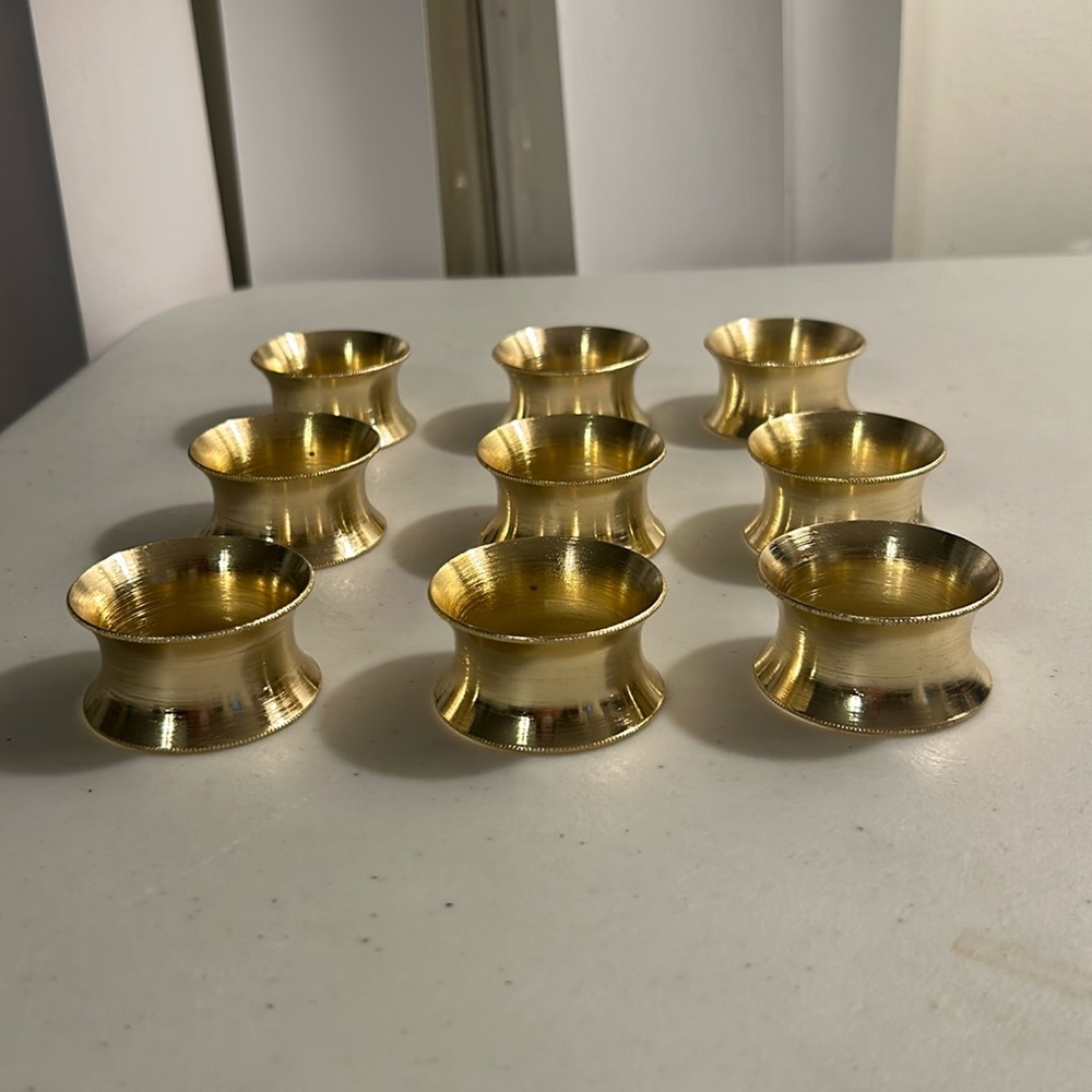 Vintage Brass Napkin Rings – Set of 9 MCM Minimalist Style